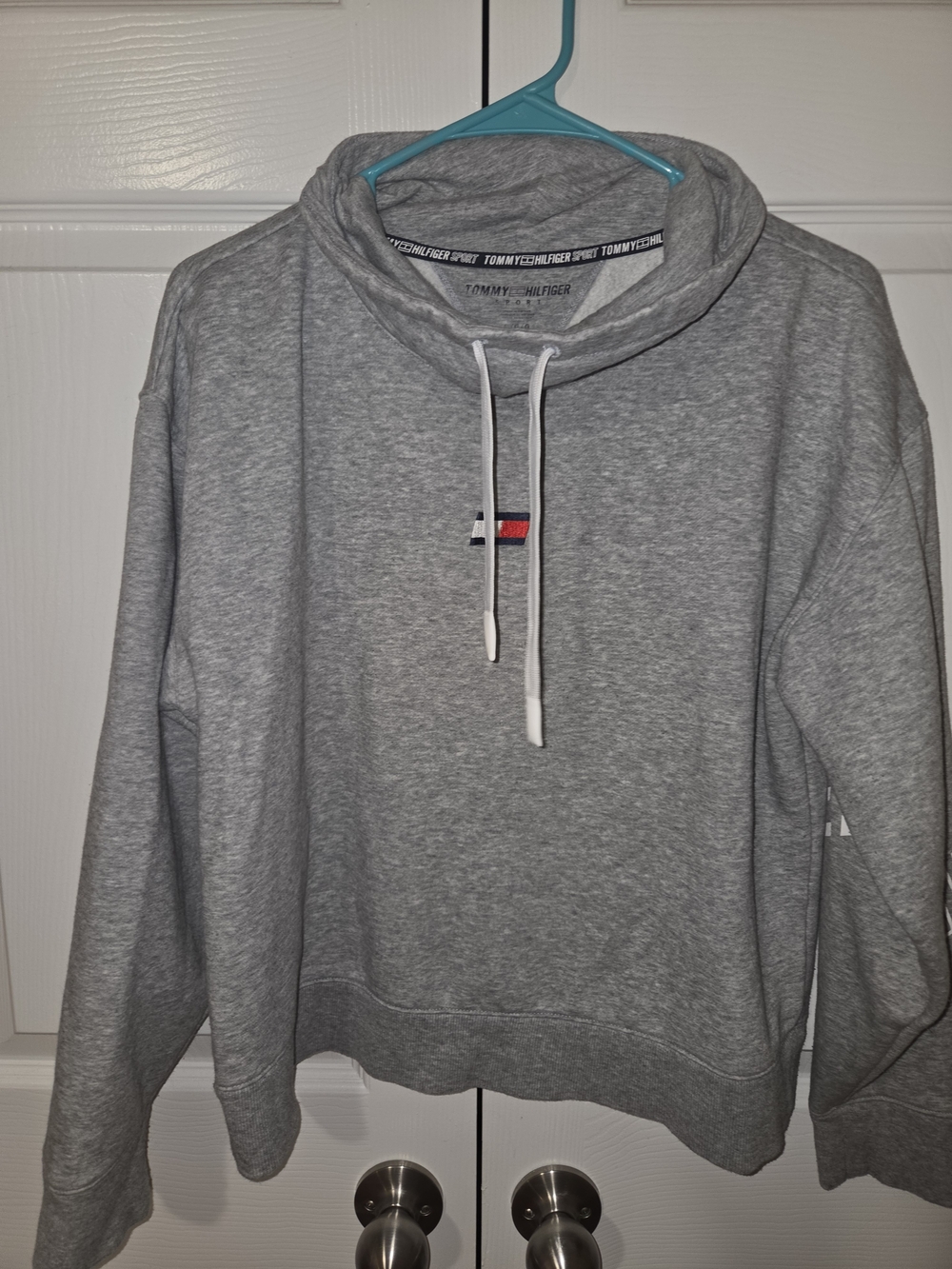 Tommy Hilfiger Gray Crewneck Pullover with Drawcord
